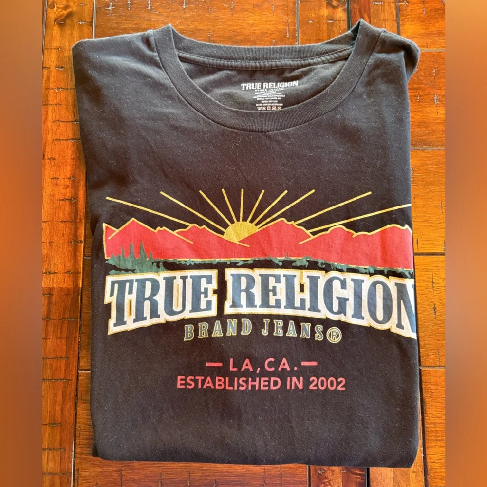 True Religion Black Tee with Colorful Graphic